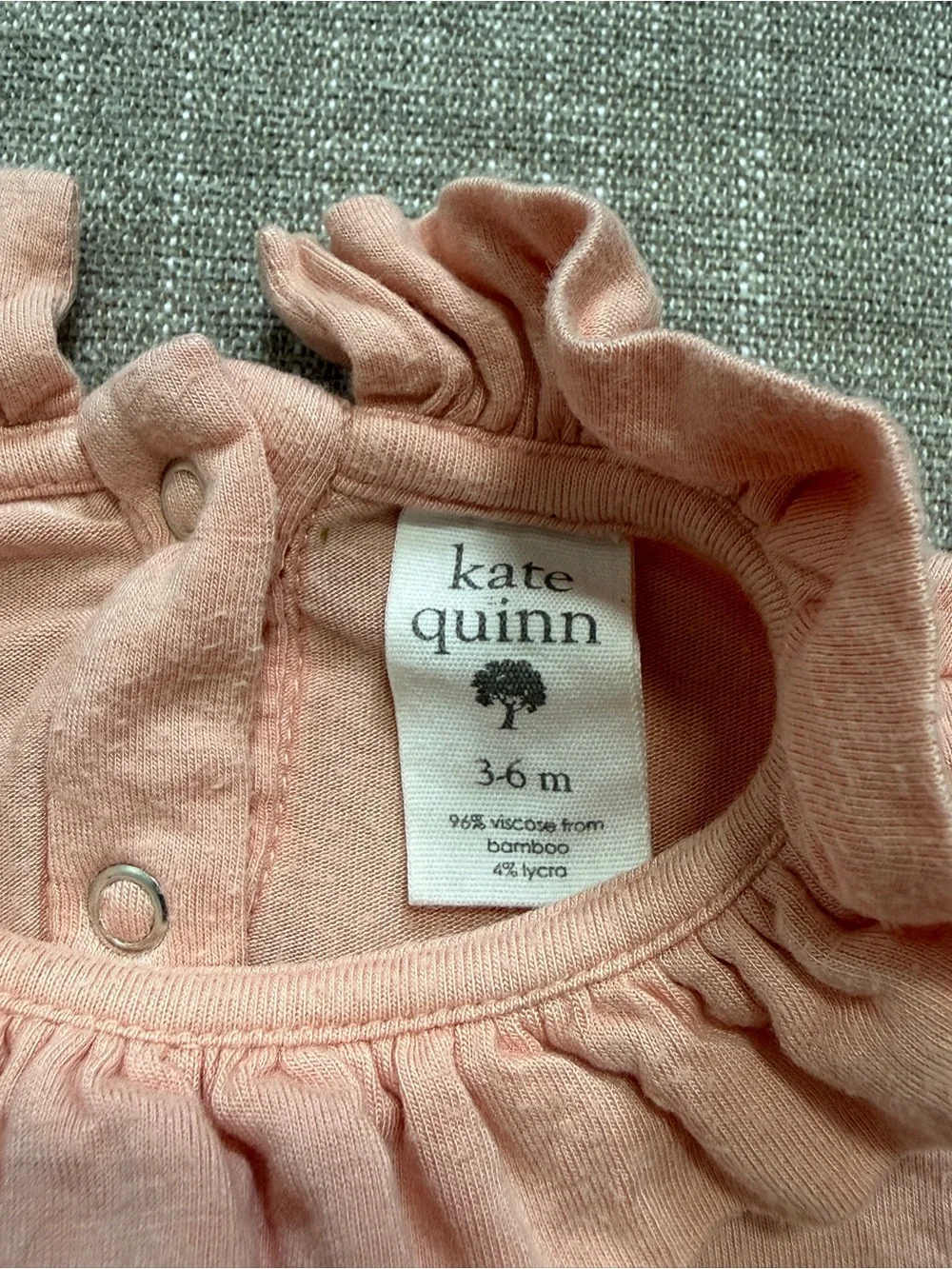 kate quinn Blush Pink Ruffle-Trim Long-Sleeve Baby Bodysuit